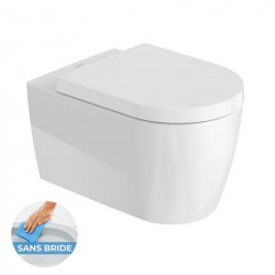 Pack WC Bâti-support extra-plat UP720 + WC sans bride Starck avec Fixations invisibles + Abattant softclose + Plaque blanche