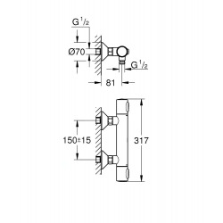  Precision Flow Mitigeur de douche thermostatique, SafeStop, Chrome (34840000)