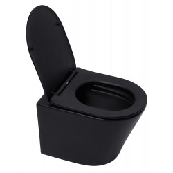 Pack WC bâti-support UP720 + WC sans bride Infinitio noir mat + Fixations cachées + Abattant softclose (SLIM-BlackInfinitio-R)