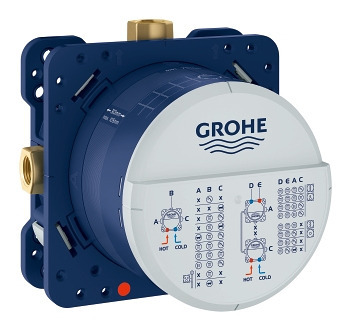 Grohe Grotherm Ensemble de douche avec partie encastrable et partie de  finition et pomme de douche 25cm bras mural avec douchette stick, support  et