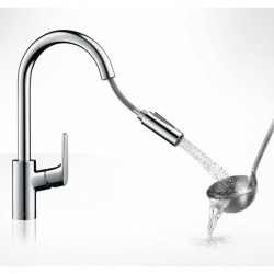 Focus M41 Mitigeur de cuisine 240 noir mat, avec douchette extractible 2 jets (31815670)