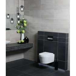 Pack WC Bati-support + WC Swiss Aqua Technologies sans bride + Abattant + Plaque + Set d'habillage (SLIM-SATrimless-F-sabo)