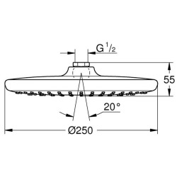 Eurosmart Set de douche encastré avec douche de tête XXL 250, Douchette 2 jets et support de douche mural, Chrome (25219001-XXL)