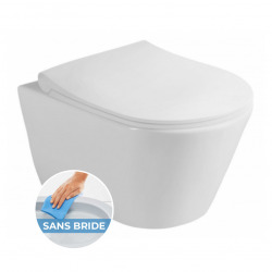 Pack WC Bâti-support autoportant + WC sans bride SAPHO + Abattant softclose + Plaque Chrome + Set habillage (ProjectAvva-2-sabo)
