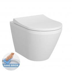 Pack WC Bâti-support autoportant + WC sans bride Integra + Abattant frein de chute + Plaque Blanche (AlcaIntegraRimless-M270)