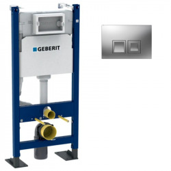 Pack WC Bâti-autoportant Duofix pour WC suspendu, réservoir à encastrer Delta 12cm + Plaque de déclenchement DELTA50, Chrome