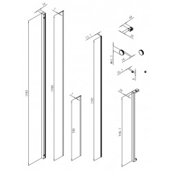 Walk-in Xmotion Set pour installation de paroi de douche avec profilé, poignée, rails et roulettes, Noir (SIKOWIXMPROFILC)