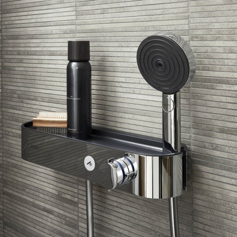 Hansgrohe ShowerTablet Select Mitigeur Thermostatique douche 400 avec  tablette, Noir mat (24360670)