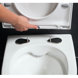 Pack WC Bati-support Geberit Duofix + WC sans bride SAT + Abattant softclose + Plaque blanche + Brosse de toilette OFFERTE