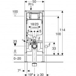 Duofix Bâti-support extra-plat 114 cm UP720, gain de place, avec réservoir à encastrer Sigma 8 cm
