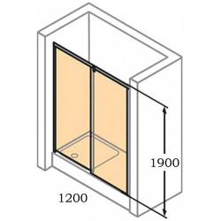Next - Porte de douche 120 cm en verre transparent avec porte coulissante + Profilés chromés mat (140402.069.322)