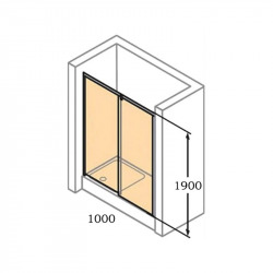 Next - Porte de douche 100cm en verre transparent avec porte coulissante + Profilés chromés (140401.069.322)