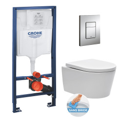 Pack WC Rapid SL + cuvette sans bride SAT, fixations cachées + plaque Skate chrome (RapidSL-SATrimless)