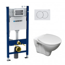 Pack WC Bâti-support Duofix + WC Cersanit S-line Pro + Abattant + Plaque blanche (S-LineProGeb3)