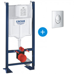 Pack Bâti-support autoportant Rapid SL 1.13 M + Plaque de commande WC Start, Chrome (Project-505-BP)