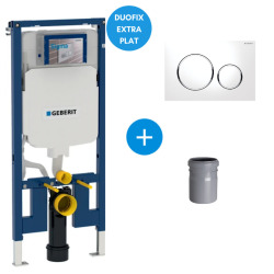 Pack Bâti-support Duofix  extra-plat 114 cm UP720, gain de place + Plaque Sigma20, Blanc et chromé (UP720-Sigma01-C-BP)