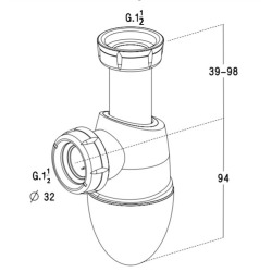  Easyphon Siphon d&apos;évier Bi-matière avec joint intégré 6/4", rosace et tuyau de vidange (0202075)