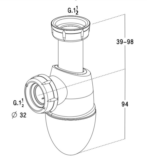 Siphon pour évier Connectic, NF, bi-matière