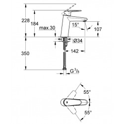 Eurodisc Cosmopolitan  Mitigeur monocommande 1/2" Lavabo Taille M (23449002)