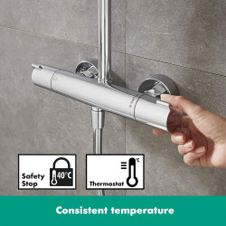 Crometta S 240 Colonne de douche 1 jet, avec Mitigeur thermostatique, Chrome (HG-27267000)