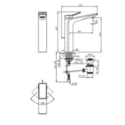 Connect Blue Mitigeur lavabo monotrou, Chrome (B0176AA)