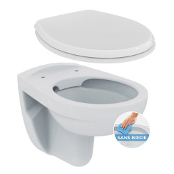 / Ideal Standard Pack WC suspendu sans bride + abattant Eurovit (PorcherRimless)