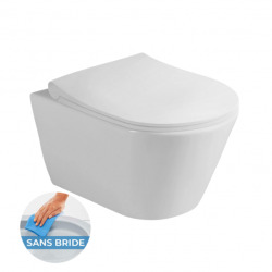 Avva Cuvette suspendue sans bride avec abattant frein de chute, Blanc (Avvarimless)