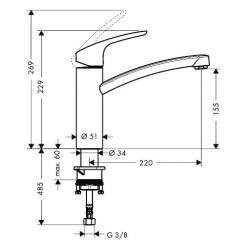 Mitigeur de cuisine 160 1 jet bec orientable 360° 12L/min chromé - Focus M41