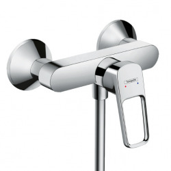 Set Logis Loop Mitigeur bain/douche + Douchette à main XXL 105mm + Flexible de douche 125cm et support mural, Chrome