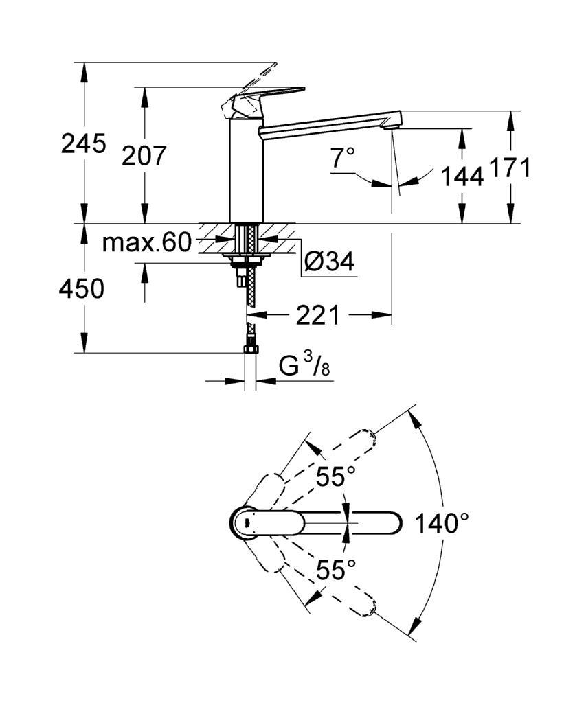 Mitigeur évier, Eurosmart Cosmopolitan, GROHE, Evier