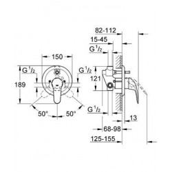  EUROECO Mitigeur bain/douche mural monocommande avec plaque (32747000)