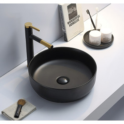 Set vasque à poser 39 x 39 x 12 cm sans trop-plein + bonde clic clac Infinitio noir mat (SetSATINF-noir)