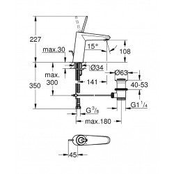  Eurodisc Joy Mitigeur monocommande 1/2" Lavabo Taille M (23427000)