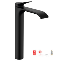Vivenis Mitigeur de lavabo 210 XL bec cascade avec tirette et vidage, noir mat (75030670)