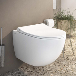 Pack WC Bâti-support ViConnect Pro + WC sans bride Sento SmoothFlush + Abattant softclose + Plaque double touche blanche