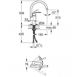 Eurosmart Mitigeur monocommande 1/2" évier (33202002)