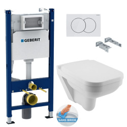 Pack WC Bâti Duofix 112cm + Plaque blanche Delta20 + Cuvette suspendue (SA26Geb3)