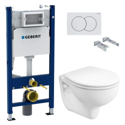 Pack WC Bâti-support avec Cuvette Kolo Rekord + Abattant + Plaque blanche (DormoGeb3)