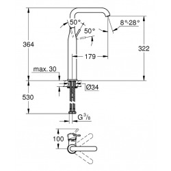  Essence  Mitigeur monocommande 1/2" Lavabo Taille XL chromé (32901001)