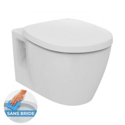 Giovo WC suspendu sans bride en porcelaine + Abattant frein de chute, Blanc (R008401)