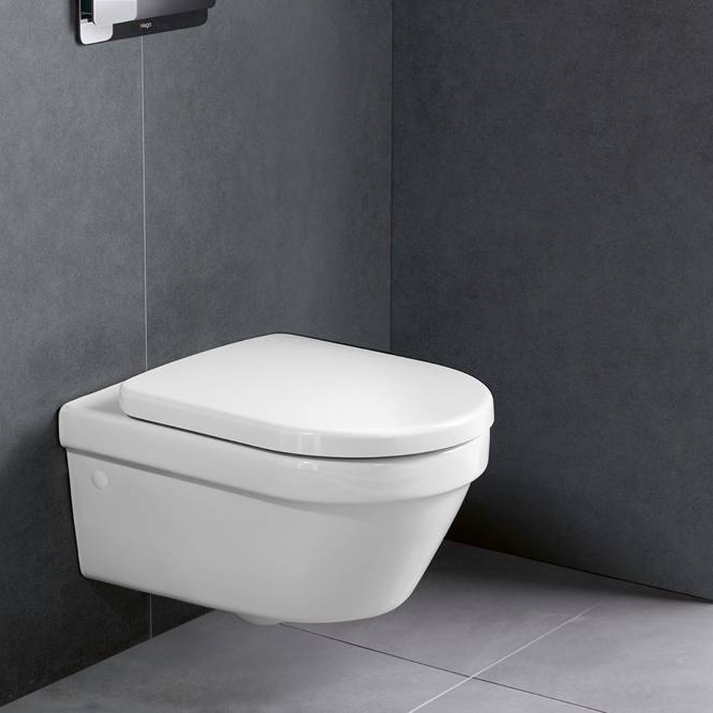 WC suspendu compact sans bride VILLEROY ET BOCH O.novo avec abattant  4695R001