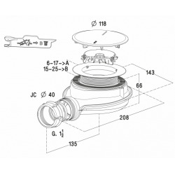 Turboflow XS Bonde siphoïde pour receveur de douche - technologie Magnetech - Ø 90 mm (0205800)