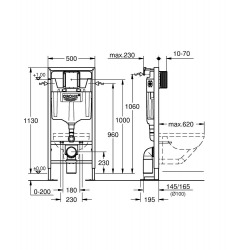 RAPID SL BÂTI SUPPORT POUR WC, 1.13 M (38340001)