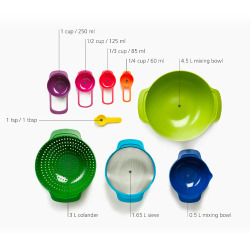Nest™ ensemble compact de 9 bols mélangeurs, multicolore (40031)
