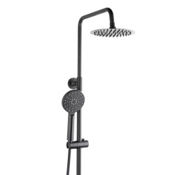  Colonne de douche avec mitigeur mécanique + Douche de tête 200mm +  Douchette 3 jets, Noir mat (SATSSPKC)