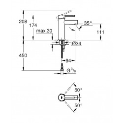  Essence  Mitigeur monocommande 1/2" lavabo Taille S (34294001)