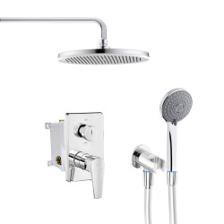 Set de douche tout en 1 avec Douche de tête XXL 255mm + Douchette à main 3 jets, Chrome (102167213EX-SET1)