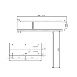  HELP Barre de maintien relevable 82,9cm en forme de U, Métal, Blanc (301102084N)