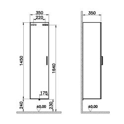 Colonne de salle de bain suspendue VitrA Mia 35x35x145 cm - anthracite brillant - porte réversible