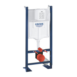 Rapid SL Bâti Support autoportant, cuvette sans bride avec abattant frein de chute, plaque chrome (Autoportantsento2)